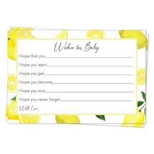 the invite lady lemon baby shower wishes for baby cards yellow fruit summer baby shower games blessings hopes dreams party activities unisex printed cards (24 count)
