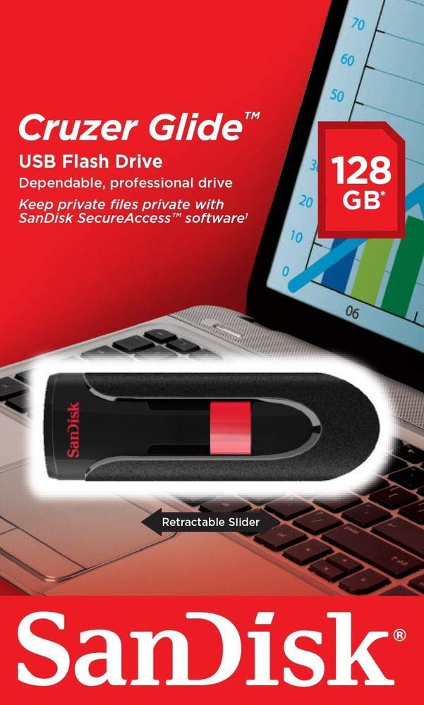 SanDisk Cruzer Glide 128GB Flash Drive (5 Pack) USB 2.0 Port Jump Drive Pen Drive (SDCZ60-128-B35) Bundle with (2) Everything But Stromboli Lanyards