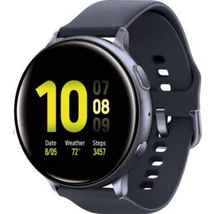 SAMSUNG Galaxy Watch Active2 (Silicon Strap + Aluminum Bezel) Bluetooth - International , Heart Rate Monitor, (Aqua Black, R820-44mm)