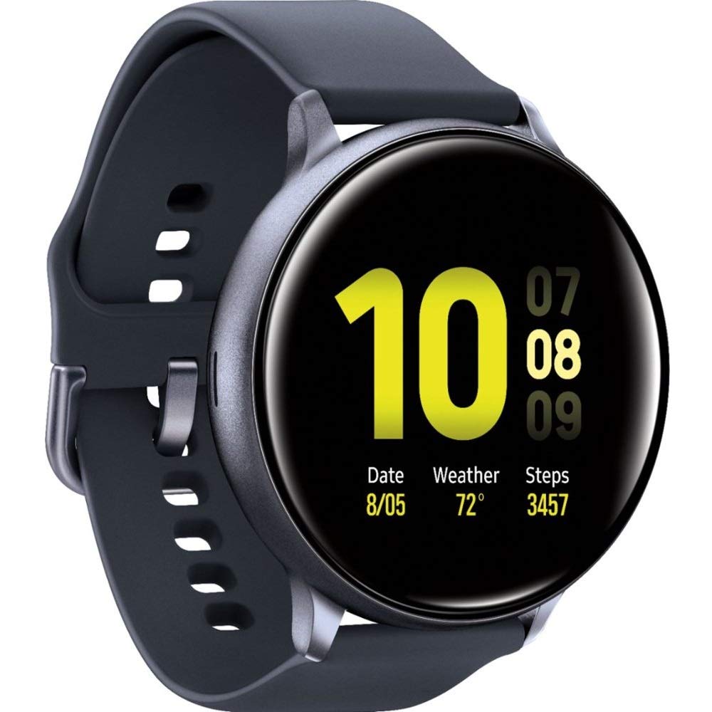 SAMSUNG Galaxy Watch Active2 (Silicon Strap + Aluminum Bezel) Bluetooth - International , Heart Rate Monitor, (Aqua Black, R820-44mm)