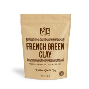 mb herbals french green clay 8 oz | 0.5 lb / 227 gram | 100% pure montmorillonite clay | absorbs excess oil | detoxifies skin | recommended for oily skin | no chemical preservatives