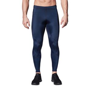 cw-x men's stabilyx joint support compression sports tights, true navy, large