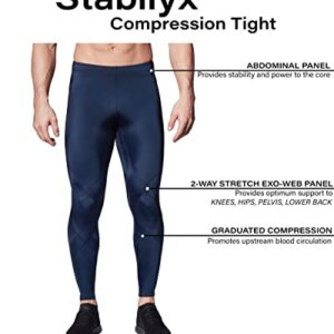 CW-X Men's Stabilyx Joint Support Compression Sports Tights, True Navy, Large