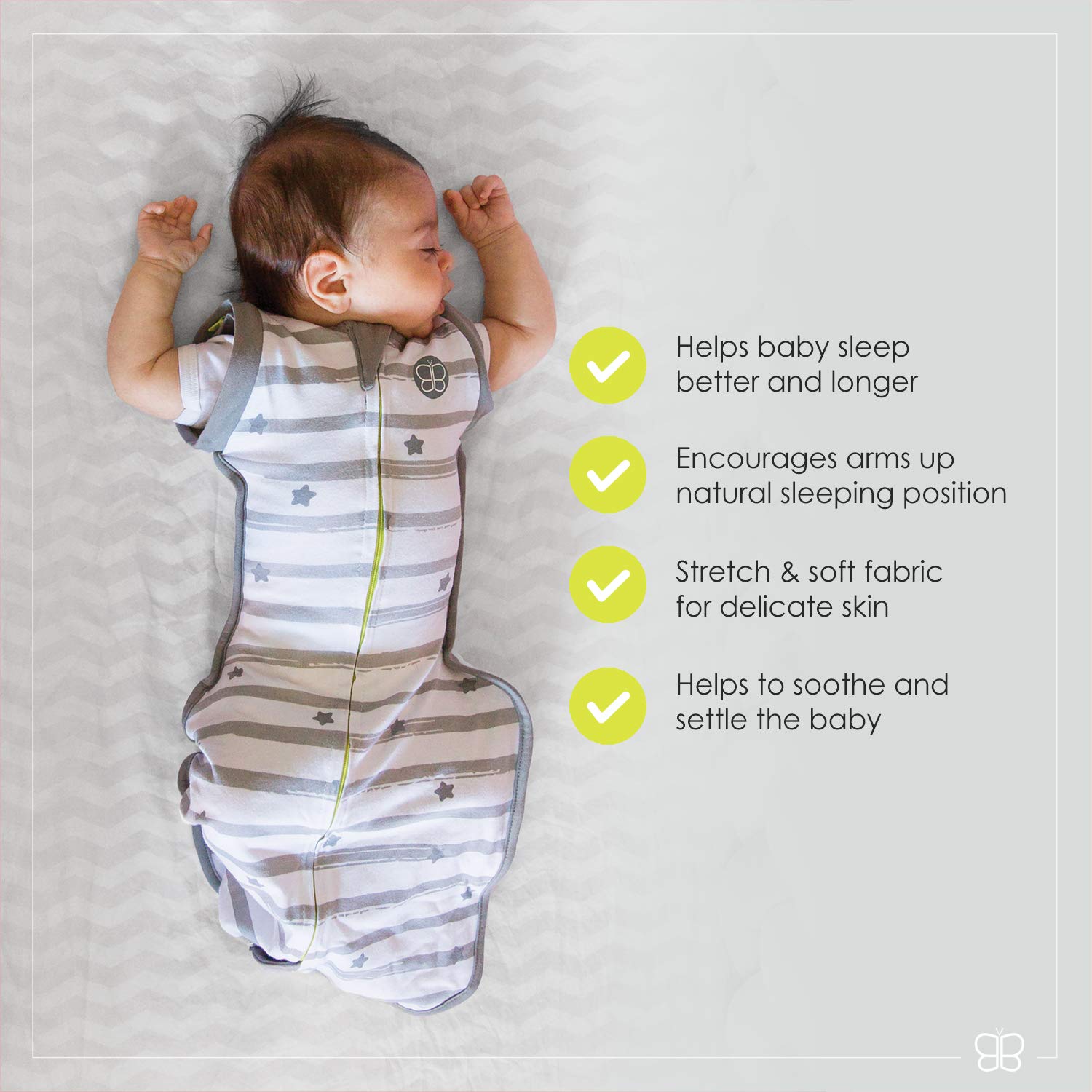 bblüv - Sleëp - Transition Zipper Swaddle Sack with Removable Sleeves -Arms Up Swaddle for Newborns and Infants - Large