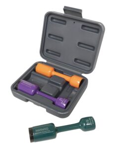 lisle 12200 stubby torque stick set, 3pc, orange, green, purple, 17mm, 19mm, 21mm