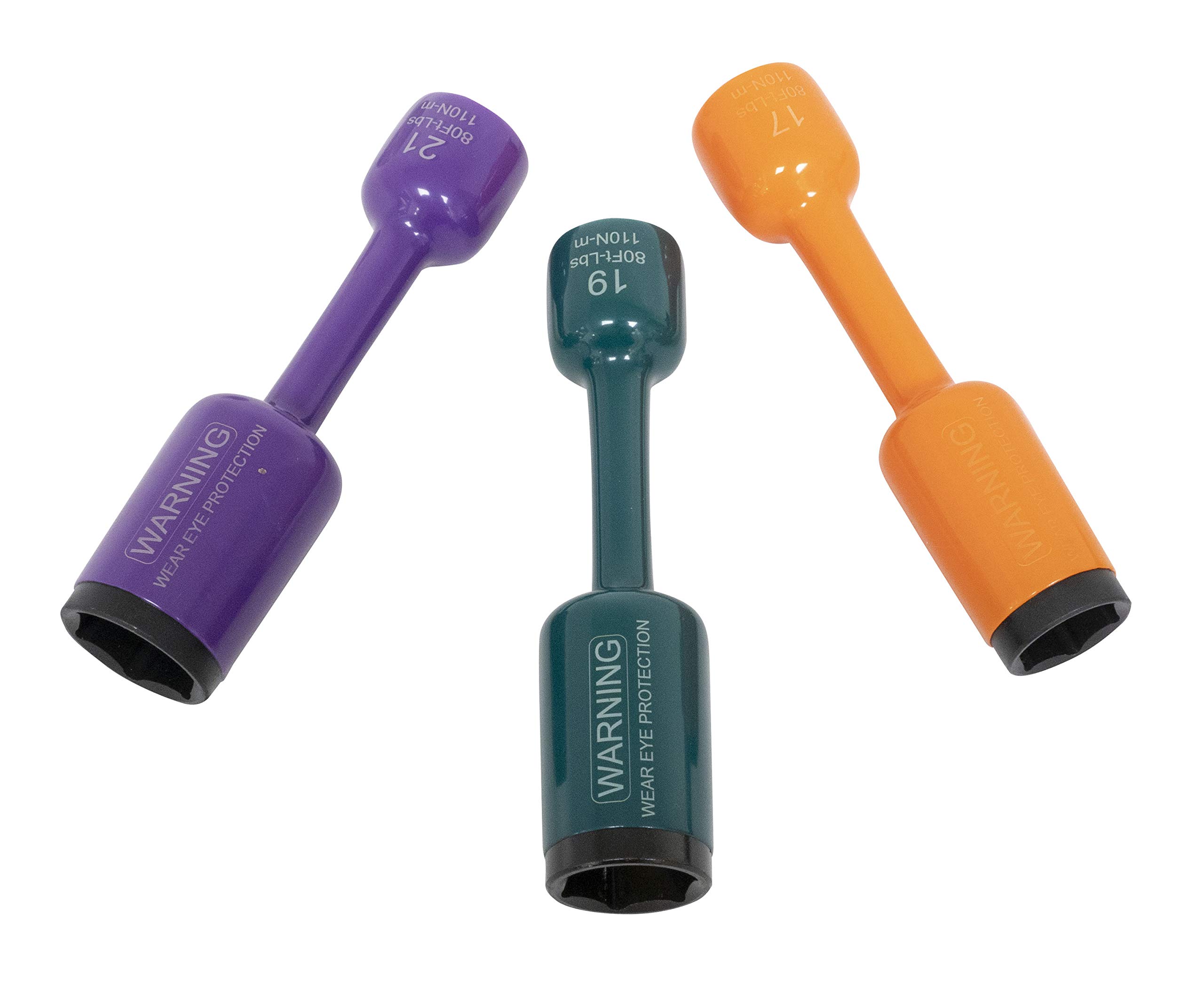 Lisle 12200 Stubby Torque Stick Set, 3pc, Orange, Green, Purple, 17mm, 19mm, 21mm