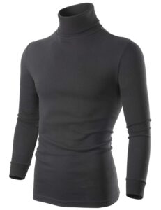 serhom black turtleneck men cotton long sleeve mock turtleneck for men thermal underwear, m