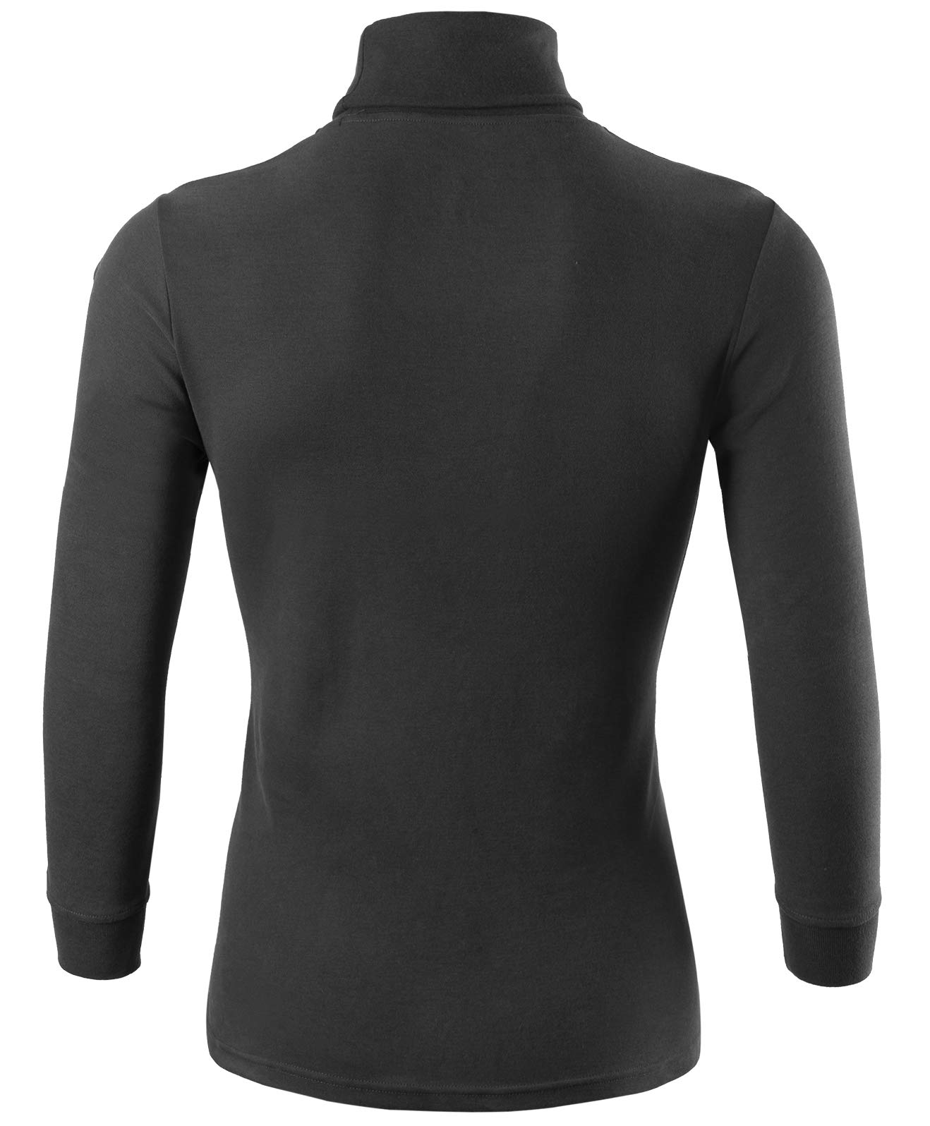 SERHOM Black Turtleneck Men Cotton Long Sleeve Mock Turtleneck for Men Thermal Underwear, M