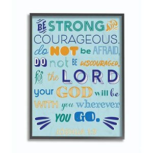 stupell industries be strong religious blue orange inspirational word, design by artist the saturday evening post wall art, 11 x 14, black framed