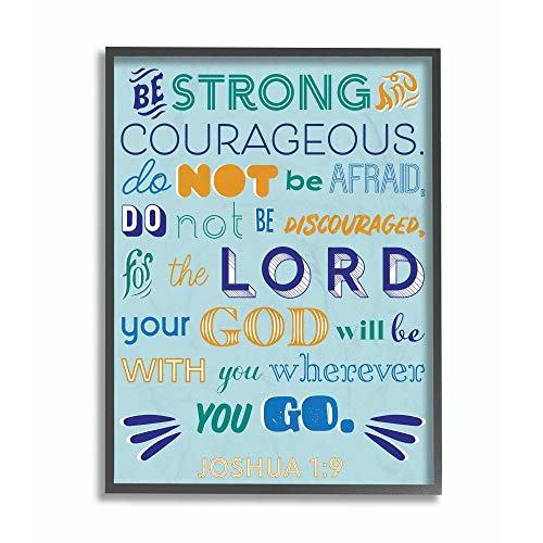 Stupell Industries Be Strong Religious Blue Orange Inspirational Word, Design by Artist The Saturday Evening Post Wall Art, 11 x 14, Black Framed