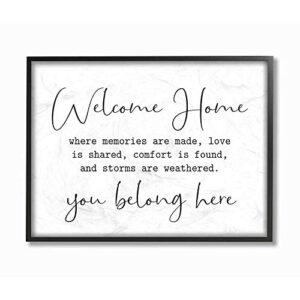 stupell industries welcome family home white inspirational word, design by artist lettered and lined wall art, 24 x 30, black framed