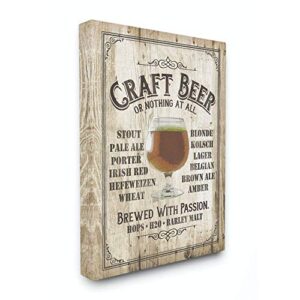 stupell industries craft beer sign bar room wooden texture, design by artist retrorocket studio wall art, 24 x 30, canvas