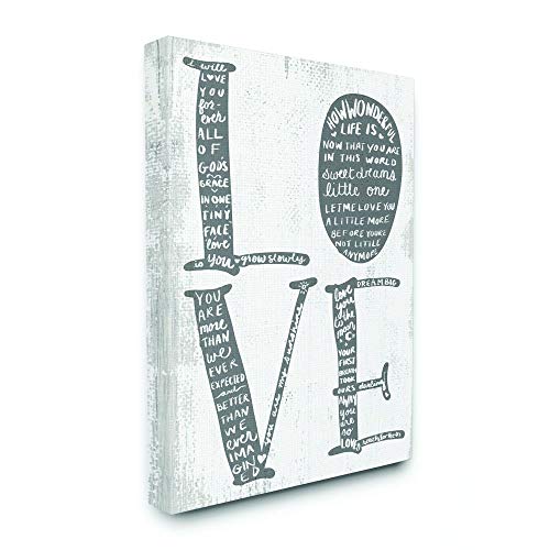 Stupell Industries Love Kids Family Home Paint Texture Neutral Grey Word, Design by Artist Daphne Polselli Wall Art, 16 x 20, Canvas