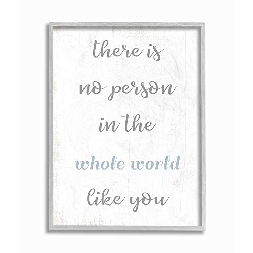 Stupell Industries No Person Like You Family Home Blue Inspirational Word, Design by Artist Daphne Polselli Wall Art, 16 x 20, Grey Framed