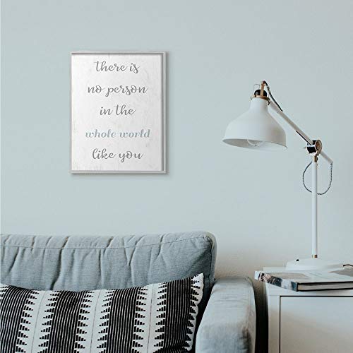 Stupell Industries No Person Like You Family Home Blue Inspirational Word, Design by Artist Daphne Polselli Wall Art, 16 x 20, Grey Framed