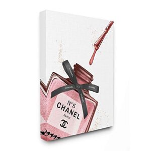 stupell industries makeup nail polish brush drip pink fashion design canvas wall art, multi-color