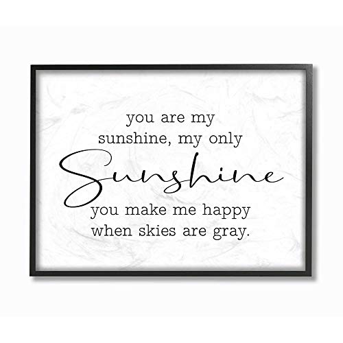 Stupell Industries My Sunshine Family Home White Word, Design by Artist Lettered and Lined Wall Art, 11 x 14, Black Framed