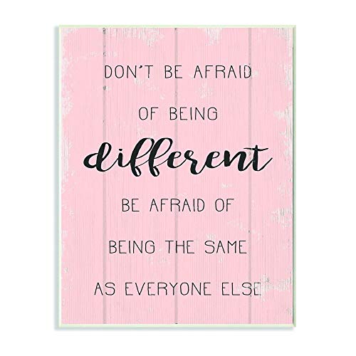 Stupell Industries Don't Be Afraid Pink Texture Inspirational Word, Design by Artist Daphne Polselli Wall Art, 10 x 15, Wood Plaque