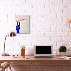 Stupell Industries Peace Hand Sign Pattern Blue Red, Design by Artist The Saturday Evening Post Wall Art, 16 x 20, Canvas