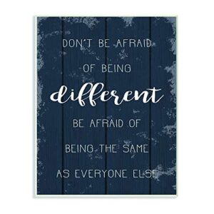 Stupell Industries Don't Be Afraid Blue Texture Inspirational Word, Design by Artist Daphne Polselli Wall Art, 10 x 15, Wood Plaque