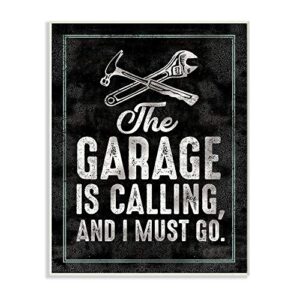 Stupell Industries Garage is Calling Work Room Funny Word, Design by Artist Retrorocket Studio Wall Art, 10 x 15, Wood Plaque