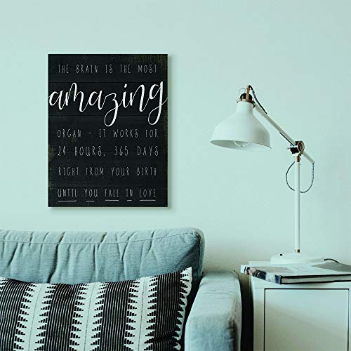 Stupell Industries Amazing Brain Love Black and White Inspirational Word, Design by Artist Daphne Polselli Wall Art, 24 x 30, Canvas