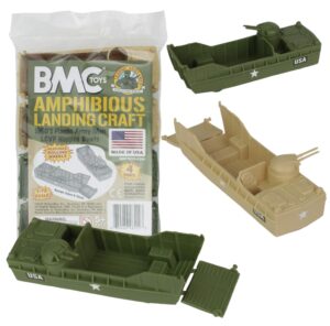 bmc classic marx landing craft - 4pc tan vs. od green plastic army men vehicles