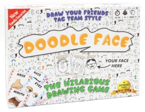 doodle face game - new hilarious game of drawing your friends and family - a drawing game for families - stay at home date night party game for 3-20 players - fun for all ages and skill levels