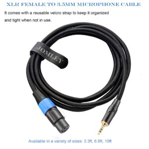 JOMLEY XLR to 3.5mm Cable, Unbalanced Female XLR to 1/8 inch Mini Stereo Jack Aux Microphone Cable Mic Cord for Cell Phone, Laptop, Speaker, Mixer - 3.3ft