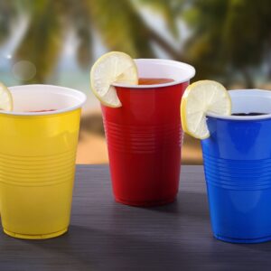 TashiBox 12 oz disposable plastic party cups (Red, 100)