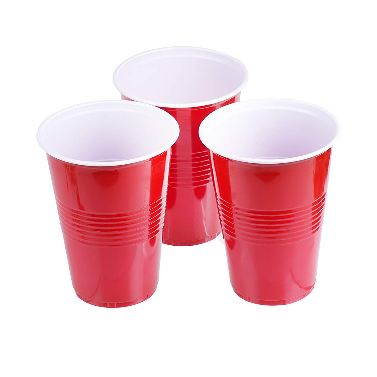 TashiBox 12 oz disposable plastic party cups (Red, 100)