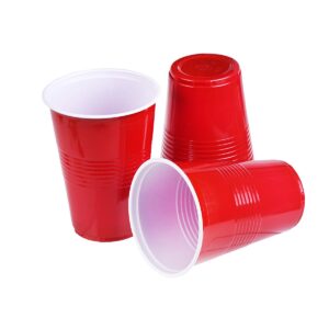 TashiBox 12 oz disposable plastic party cups (Red, 100)