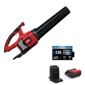 toro 115 mph 605 cfm 60-volt max lithium-ion brushless cordless leaf blower - 2.5 ah battery, charger and utility bin included