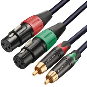 jomley xlr to rca cable, heavy duty dual xlr female to dual rca male patch cord hifi stereo audio connection interconnect lead - 3.3ft