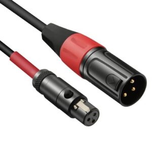 jomley mini xlr to xlr cable, 3 pin mini xlr female (ta3f) to regular xlr male pro lapel microphone cable - 1ft