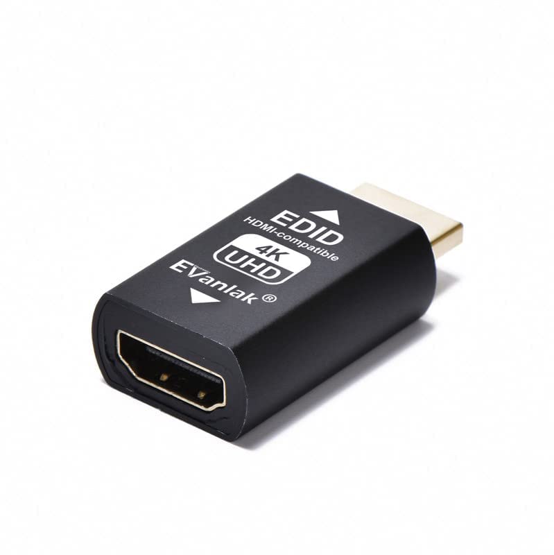 EVanlak Hdmi Edid Emulator Passthrough 3rd Generrtion Premium Aluminum Eliminated Emulator Adapter Work with Mac Thunderbolt to HDMI Switches/Extender/AV Receiver/Video Splitters 1080-3840x2160@60H