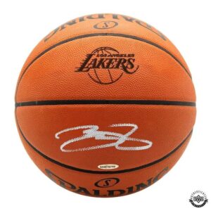 LeBron James Autographed Los Angeles Lakers Logo Stamp Authentic Spalding Basketball - Upper Deck - Autographed Basketballs