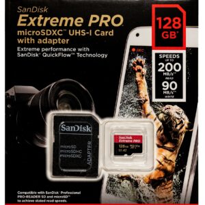 SanDisk 128GB Micro SDXC Extreme Pro Memory Card 2 Pack Works with GoPro Hero 8 Black, Max 360 Action Cam U3 V30 4K A2 Class 10 (SDSQXCD-128G-GN6MA) Bundle with 1 Everything But Stromboli Card Reader