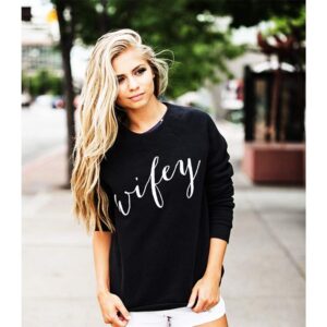 Wifey Sweatshirt t Shirts for Women Shirt just Married Honeymoon Bride Tshirt Womens Wedding Wife Bridal Shower Gift Mrs (Black, Unisex Large)