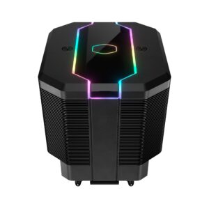 cooler master masterair ma620m argb dual tower cpu air cooler, sf120r fan, hexagon strip argb lighting, 6 heat pipes, copper plated base, amd ryzen am4, intel lga1700*/1200/115x (mam-d6pn-120pa-r1)