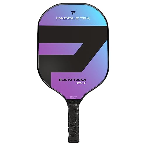 Paddletek Bantam EX-L Pickleball Paddle | Professional Pickleball Paddles with Honeycomb Core, Polycarbonate Surface, Bantom PolyCore & High Tack Performance Grip | USAPA Approved - Aurora Purple