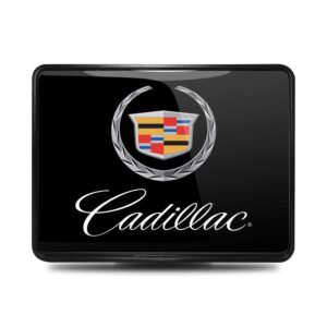 iPick Image, Compatible with - Cadillac UV Graphic Black Metal Face-Plate on ABS Plastic 2 inch Tow Hitch Cover