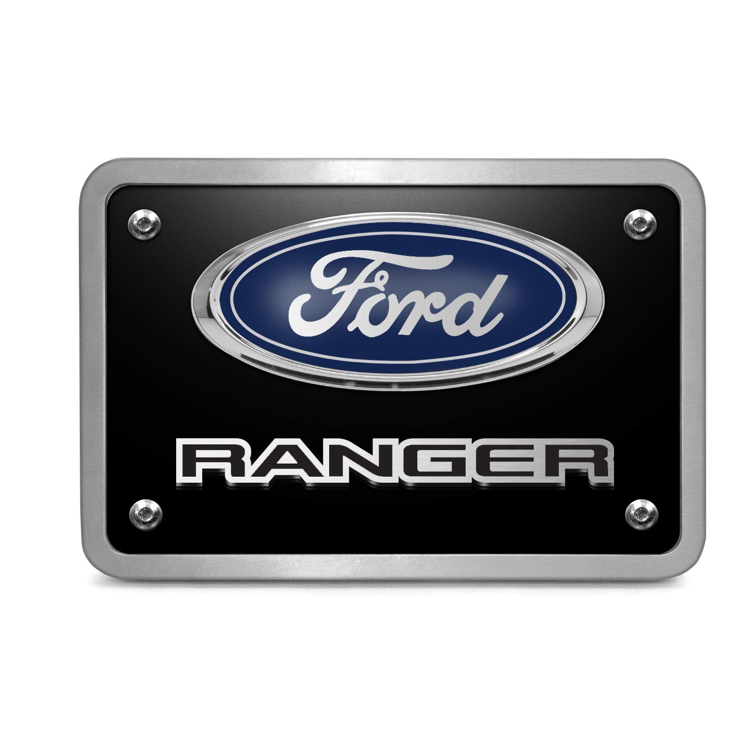 iPick Image Made for Ford Ranger 3D Logo Black 3/8" Thick Solid Billet Aluminum Tow Hitch Cover