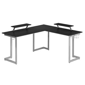 Techni Sport Warrior L-Shaped Gaming Desk with MDF Panel, Computer Desk with Scratch Rust Resistance Steel Frame, Black