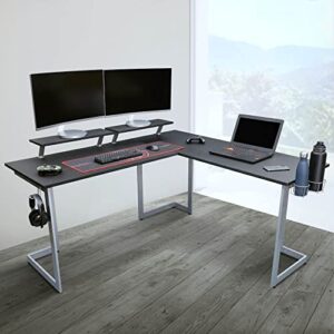 Techni Sport Warrior L-Shaped Gaming Desk with MDF Panel, Computer Desk with Scratch Rust Resistance Steel Frame, Black