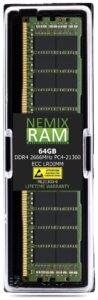 nemix ram supermicro compatible mem-dr464l-hl03-lr26 64gb (1x64gb) ddr4 2666 (pc4 21300) ecc load reduced lrdimm memory ram