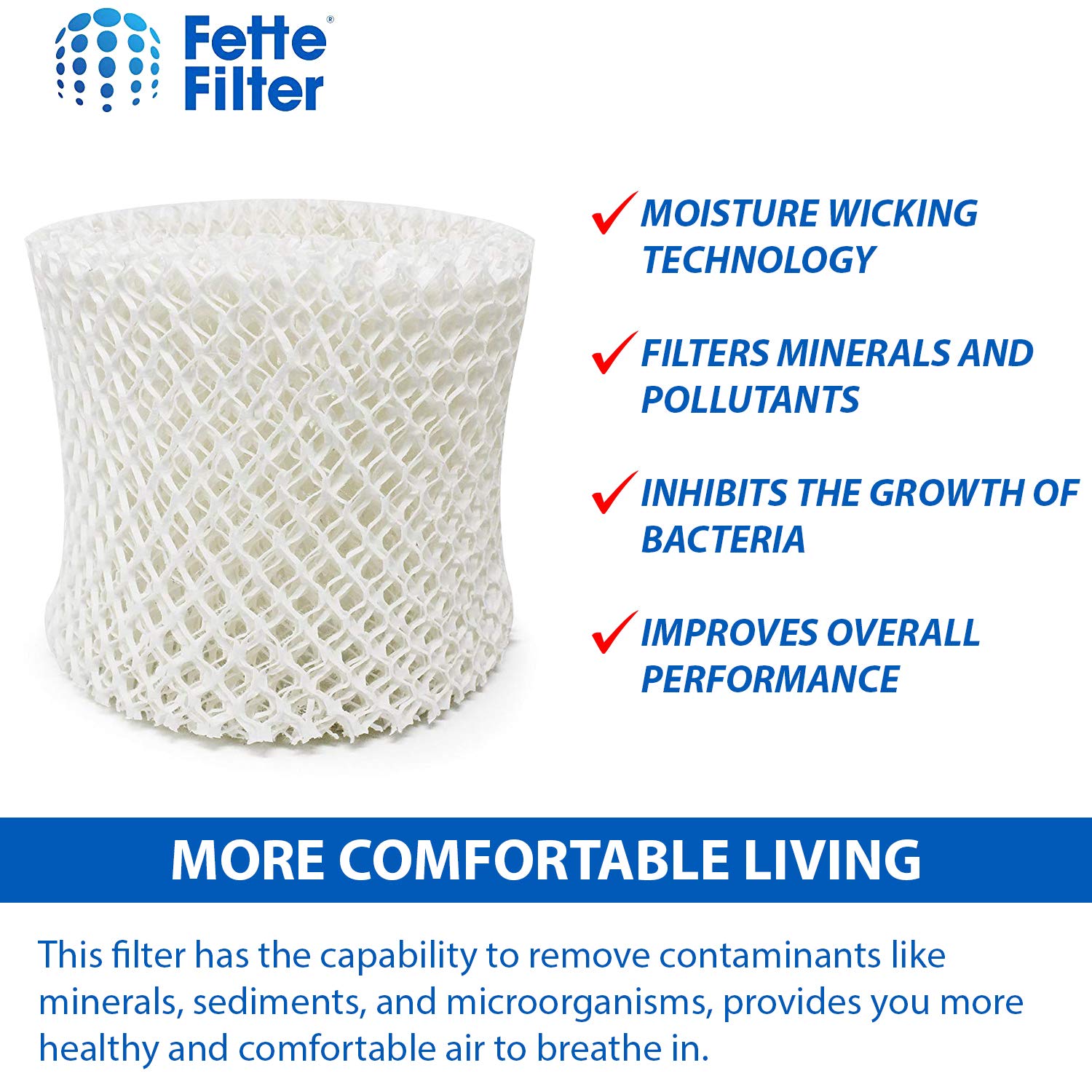 Fette Filter - Filter C Humidifier Wicking Replacement Filter Compatible with Honeywell HC-888 HC-888N for Series HCM-890 HEV-320 and Duracraft DCM200 DH890 DCM891 Series 6-Pack.