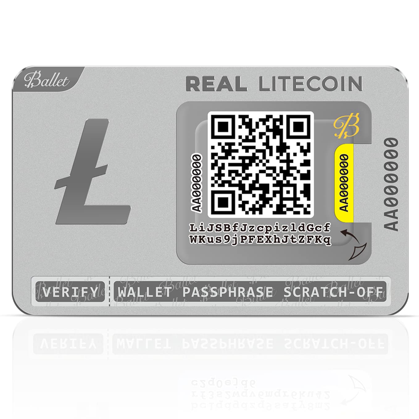 Ballet Real Litecoin - The Easiest Crypto Cold Storage Card - Cryptocurrency Hardware Wallet, Managing Your Crypto Assets, NFTS, Coins, (Single)