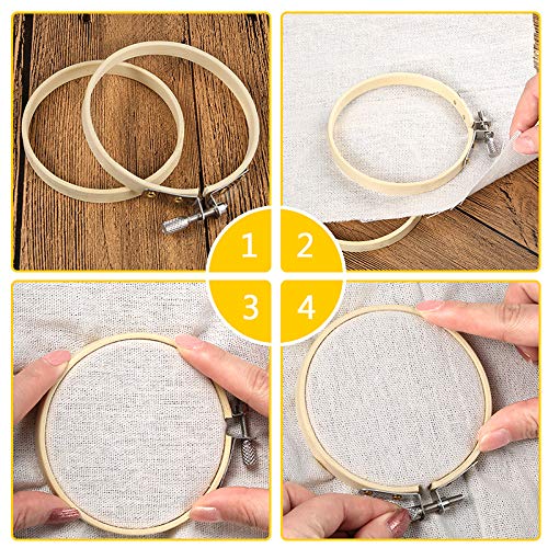 Pllieay 12 Pieces 3 Inch Embroidery Hoops Bamboo Circle Cross Stitch Hoop Ring for Embroidery, Art Craft Handy Sewing and Decoration