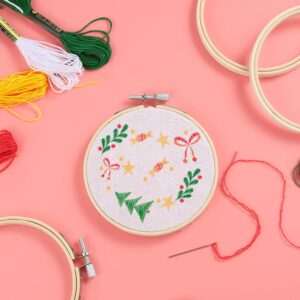 Pllieay 12 Pieces 3 Inch Embroidery Hoops Bamboo Circle Cross Stitch Hoop Ring for Embroidery, Art Craft Handy Sewing and Decoration